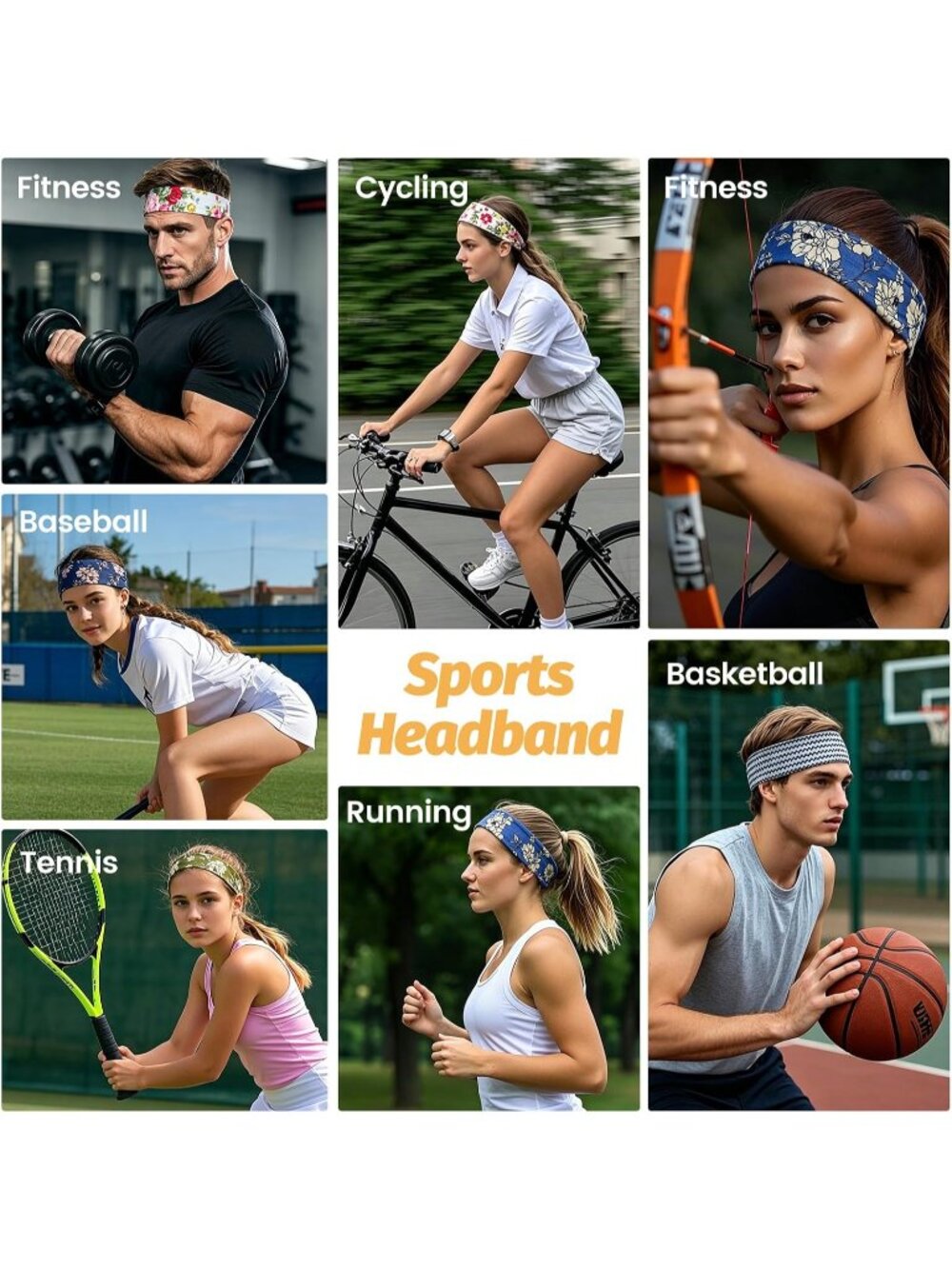 Women X-Colorful-1 Stretchy 6 Pack Headbands Yoga Sweatbands Hair Accessories - Picture 6 of 6
